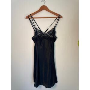 Vintage Victoria's Secret Lace Satin Slip Dress - Black
